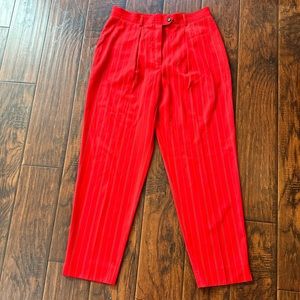 Escada Margaretha Ley red pinstripe slacks